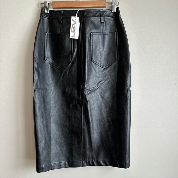 NWT LBV Faux Leather Button Up Pencil Midi Skirt 2 - Picture 4 of 13